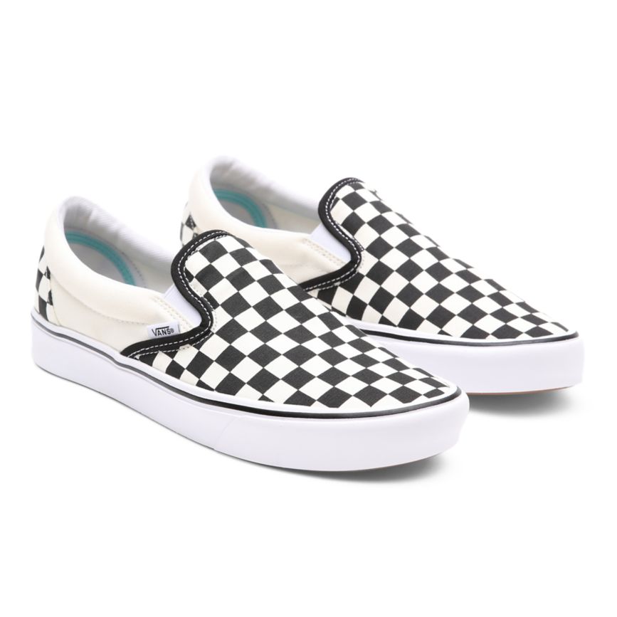 Vans Comfycush Slip-On Dam Svarta/Vita - Vans Slip On Skor SE (INZJF3506)